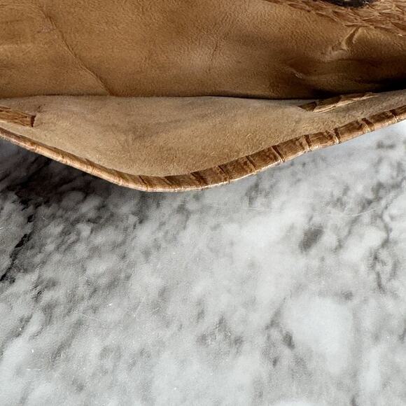 Vintage 60s Python Snakeskin Wallet Brown Leather Bi Fold Folio Style Gold Tone - Picture 9 of 14